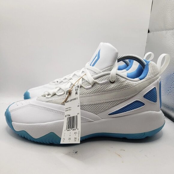 Adidas DAME CERTIFIED 2 LOW IE7794 White Blue Mens Basketball Shoes Size 7.5 - Picture 3 of 8